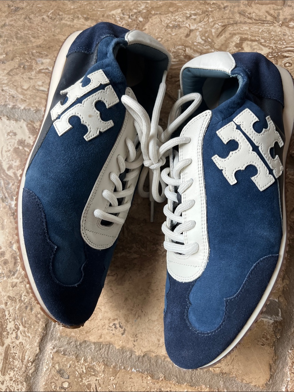 Tory Burch Blue and Cream Sneakers - Picture 4 of 7